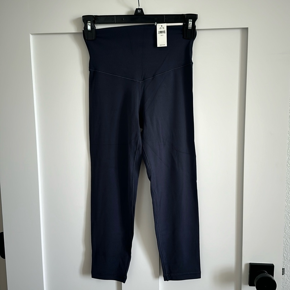 Aerie Offline Women's S Real Me High Rise 3/4 Crop Leggings Solid Navy Blue Yoga